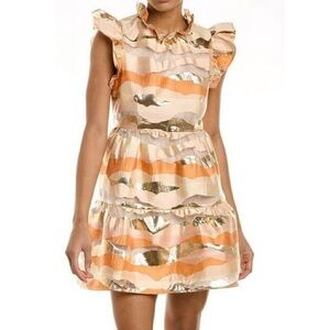 Marie Oliver Gold and Orange Abstract Dress Size M